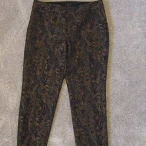 Banana Republic Gold and Black Metallic Floral Paisley Pants Size 6